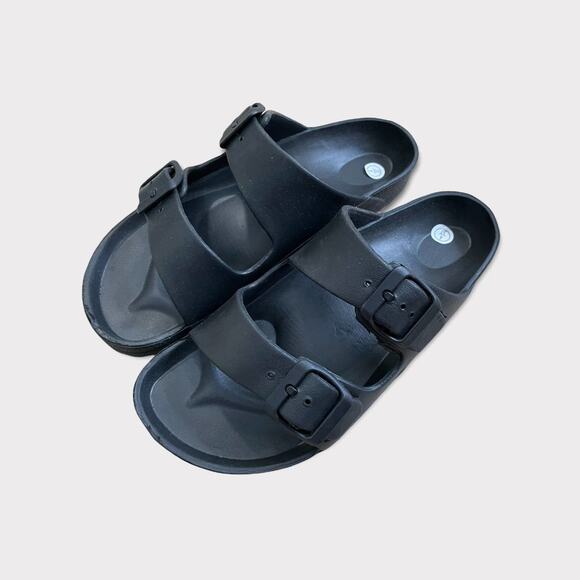 Truffle Collection "Black Eva" Rubber Open Toe Sandals Slides Women Size 6.5 -37 - Picture 1 of 7